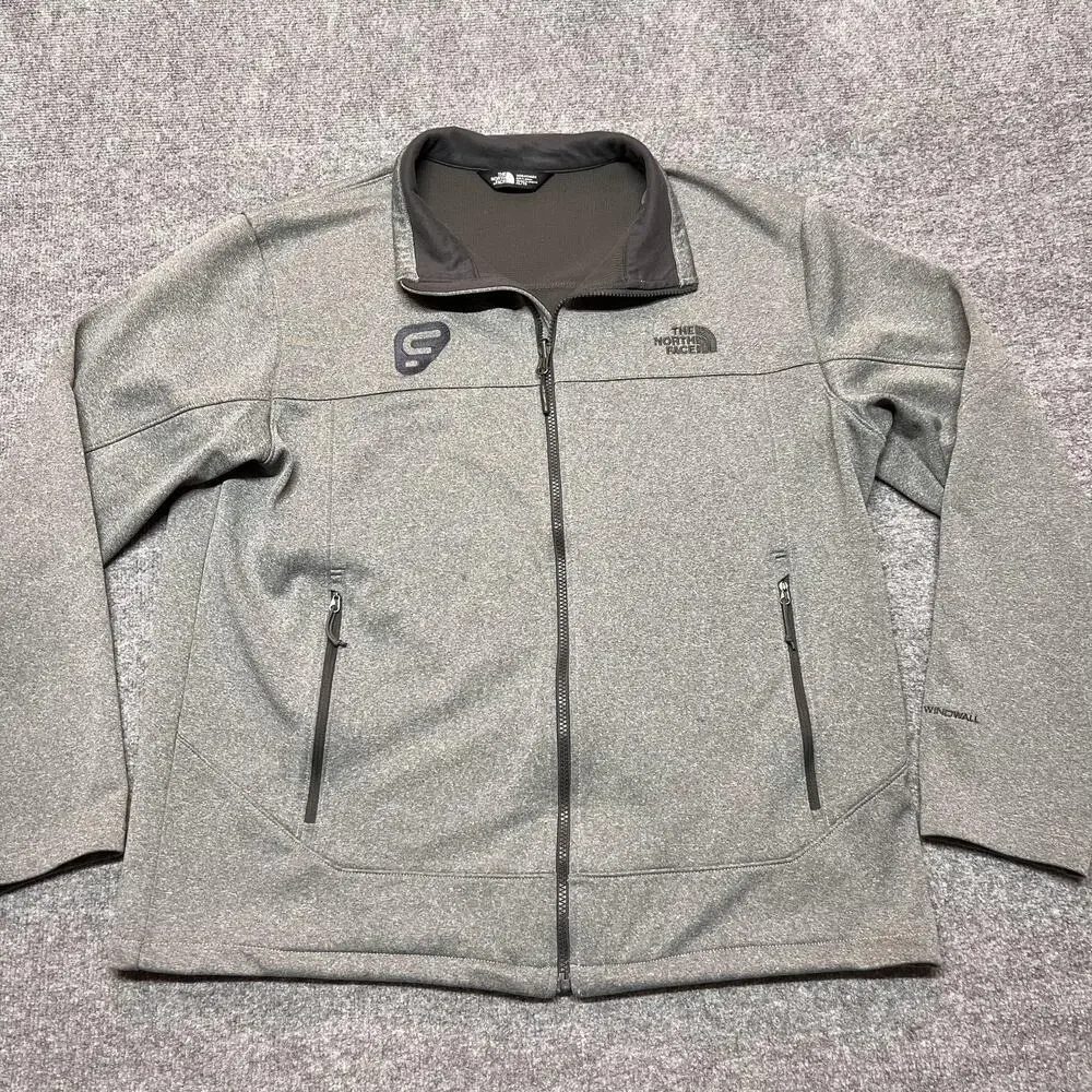 The North Face Jacket Mens XL Gray Softshell Windwall Full Zip Pockets Outdoor
